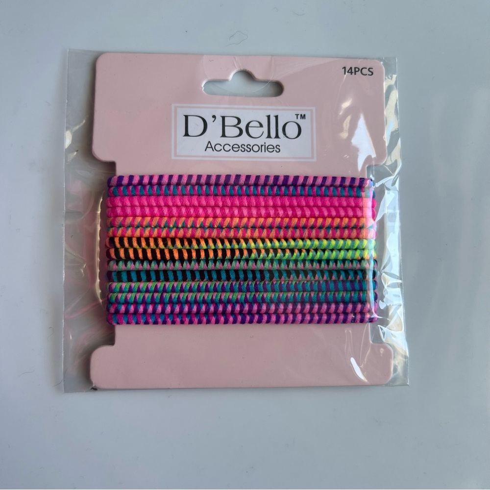 D’Bello Multicolor Hair Scrunchies Ties 14 Piece Set Durable NEW